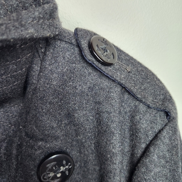 American Eagle Recycled Wool Blend Pea Coat Deadstock Grey Sz L NWT plaid lined - Picture 6 of 13